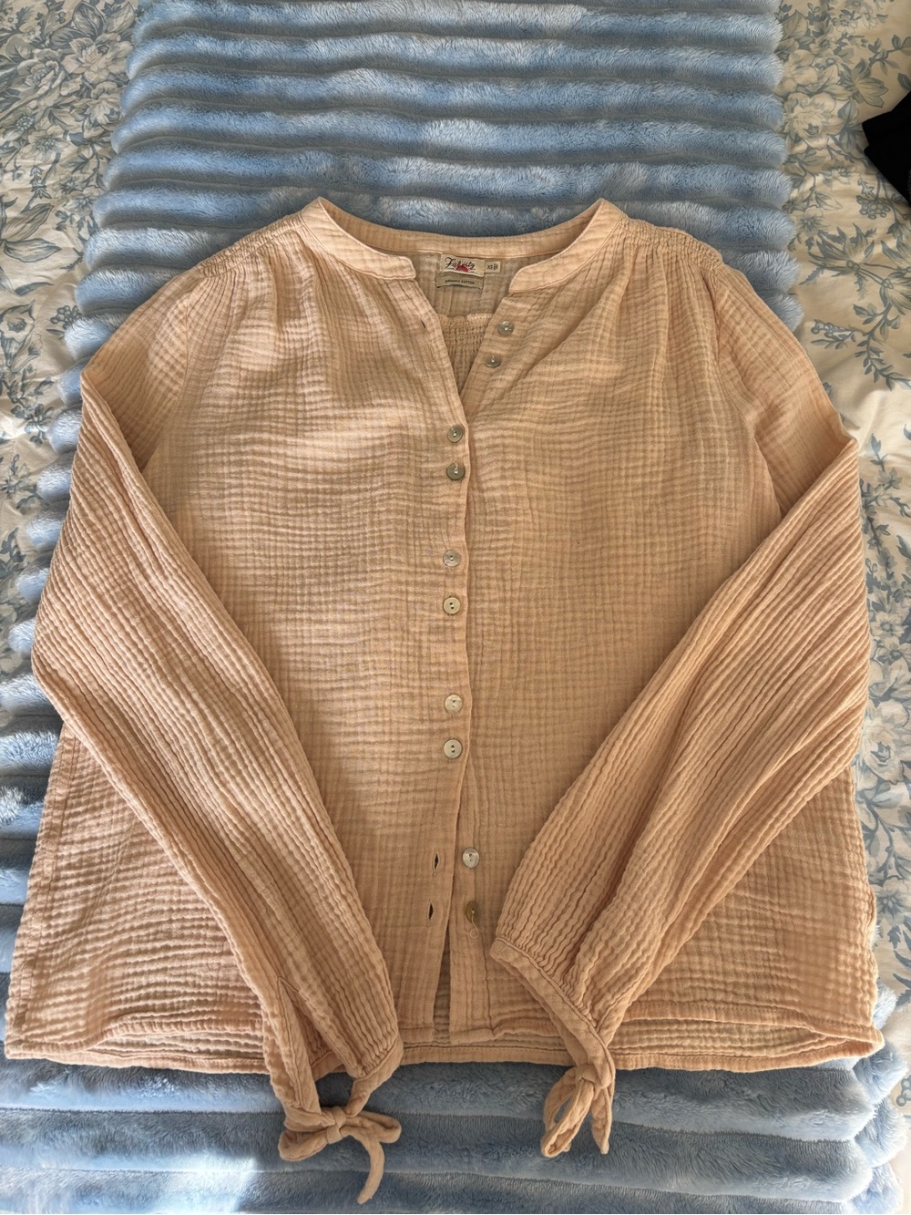 Faherty Waffle Light-Weight Button Up Top - XS